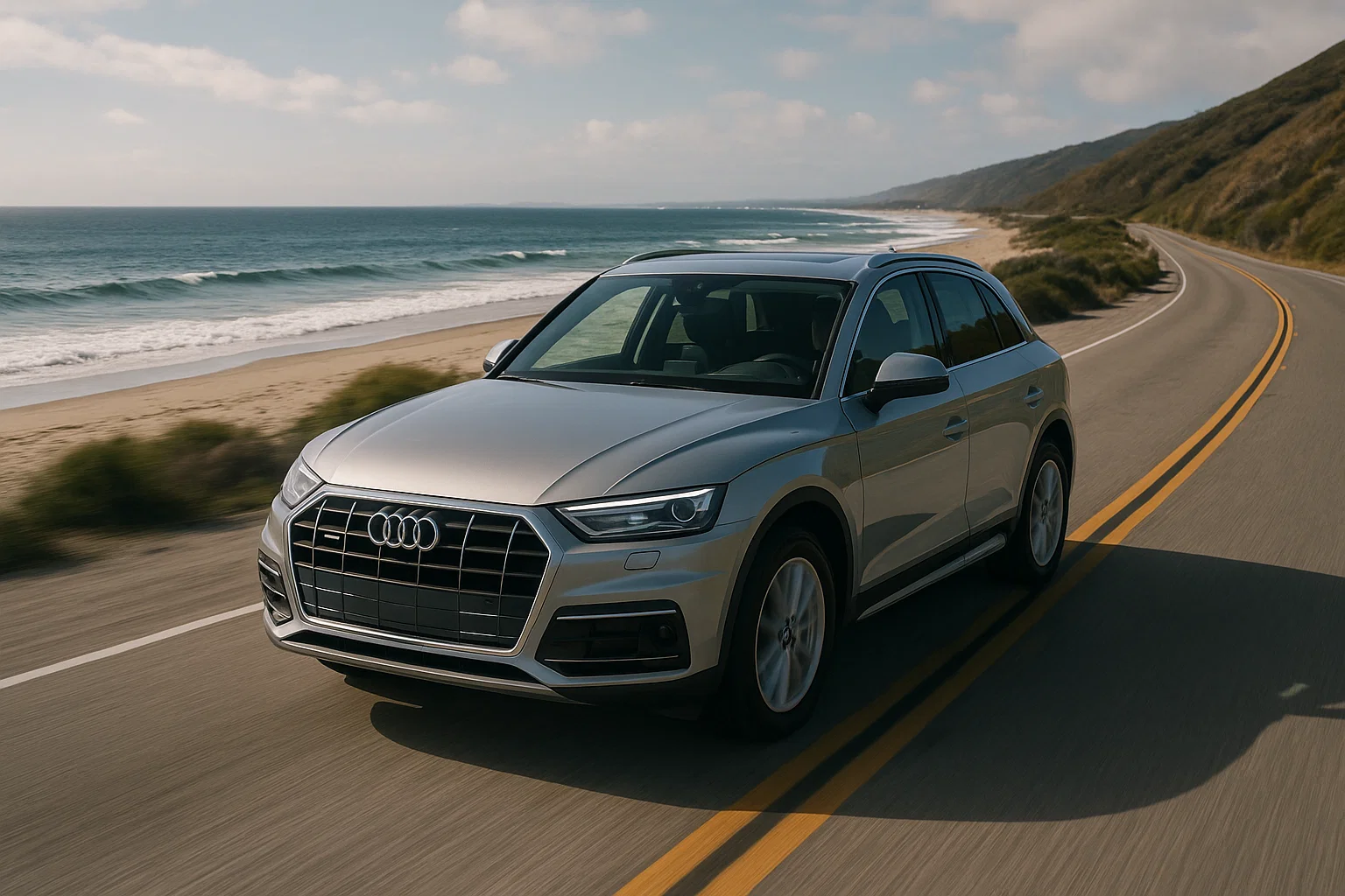 Audi Q5 circulando por carretera costera