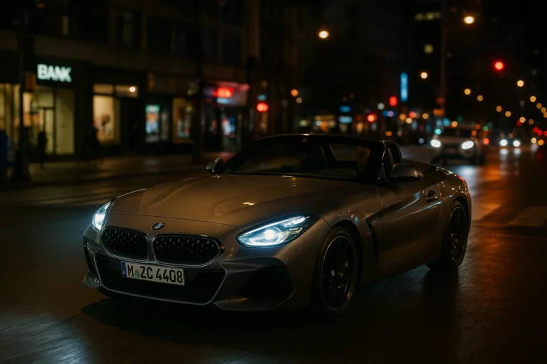 BMW Z4 circulando por una ciudad por la noche