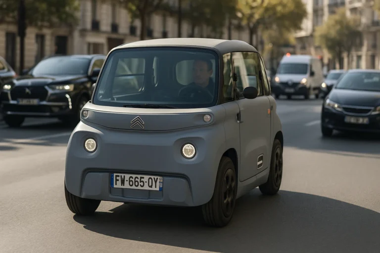 Citroen Ami conduciendo en medio de una ciudad