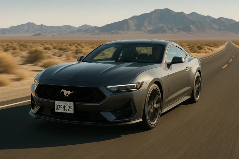 Ford Mustang 2025 conduciendo por el desierto