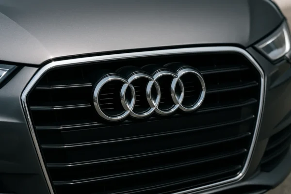 Insignia de Audi en coche con seguro