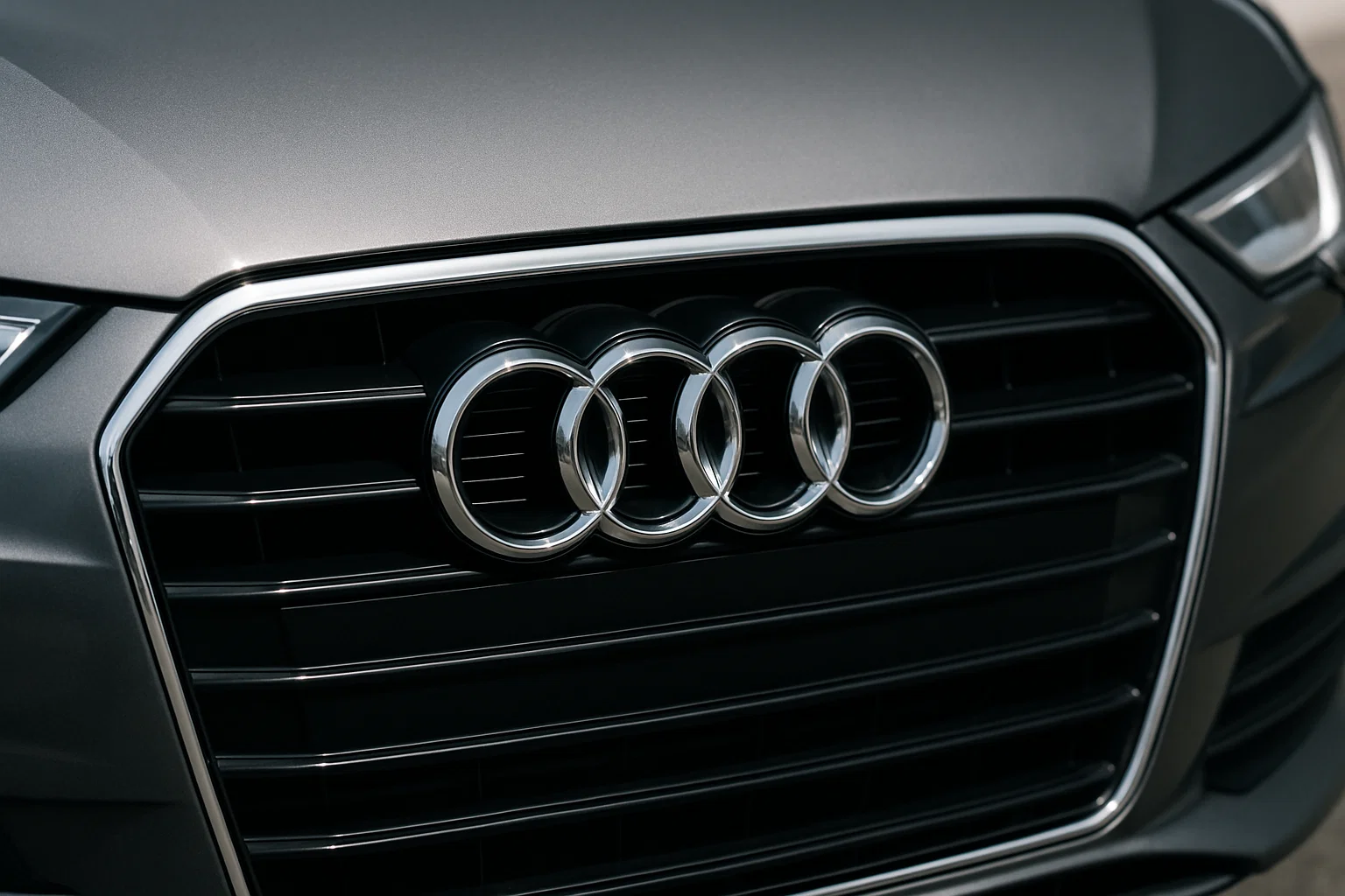 Insignia de Audi en coche con seguro