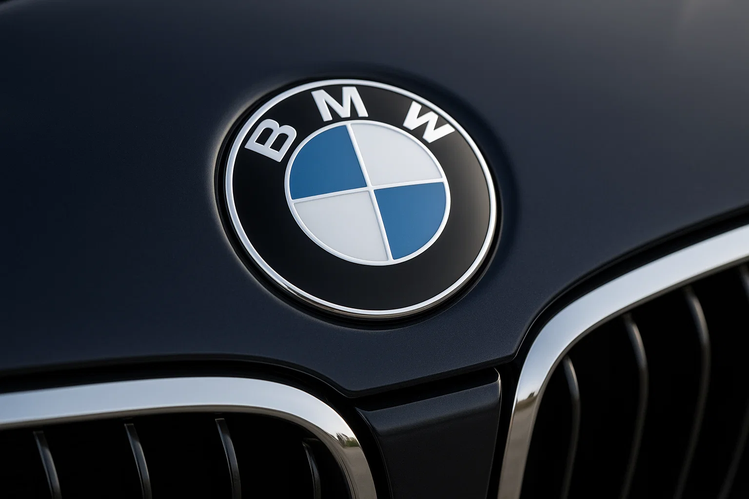 Insignia de BMW en coche asegurado