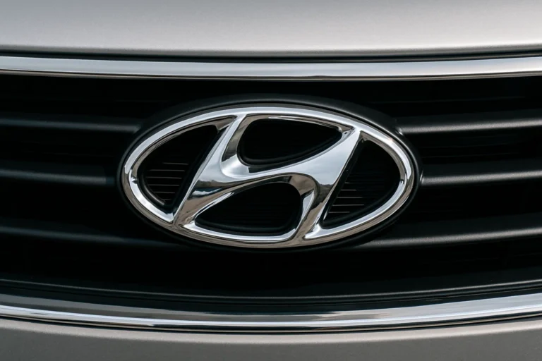 Insignia de Hyundai en parrilla de vehículo
