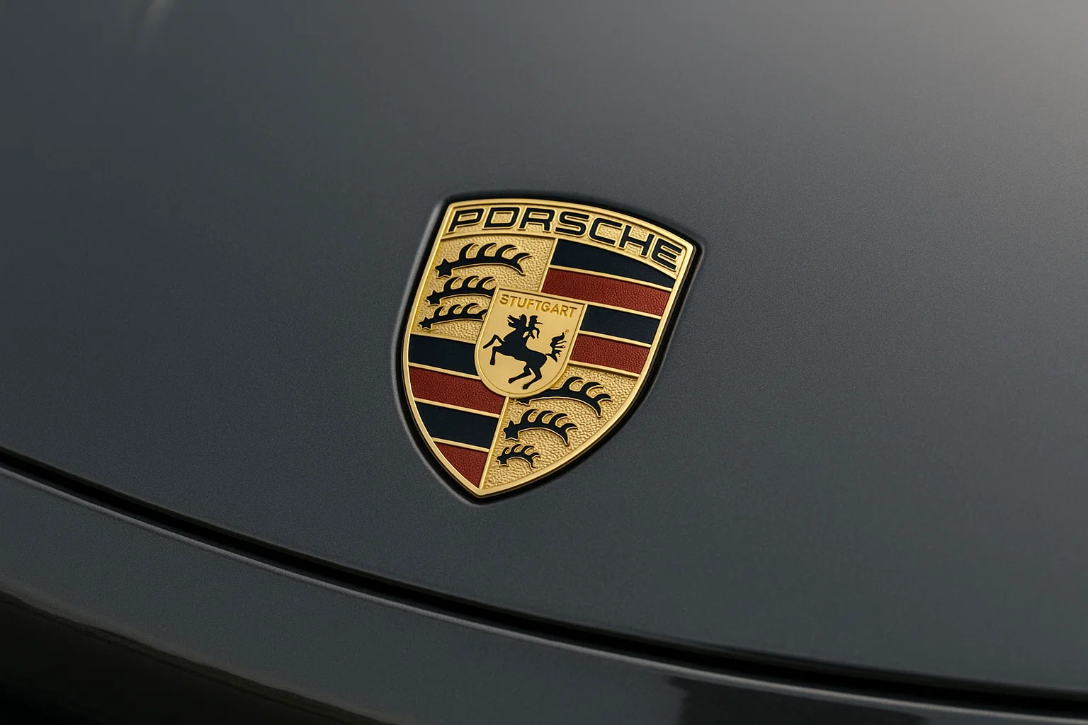 Insignia de Porsche en coche asegurado
