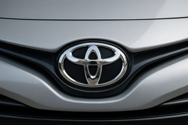 Insignia de Toyota en coche asegurado