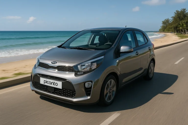 Kia Picanto conduciendo junto a la playa