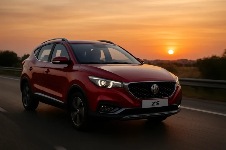 MG ZS concuciendo al atardecer