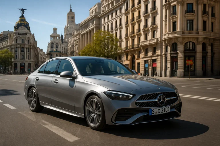 Mercedes Benz asegurado circulando por Madrid