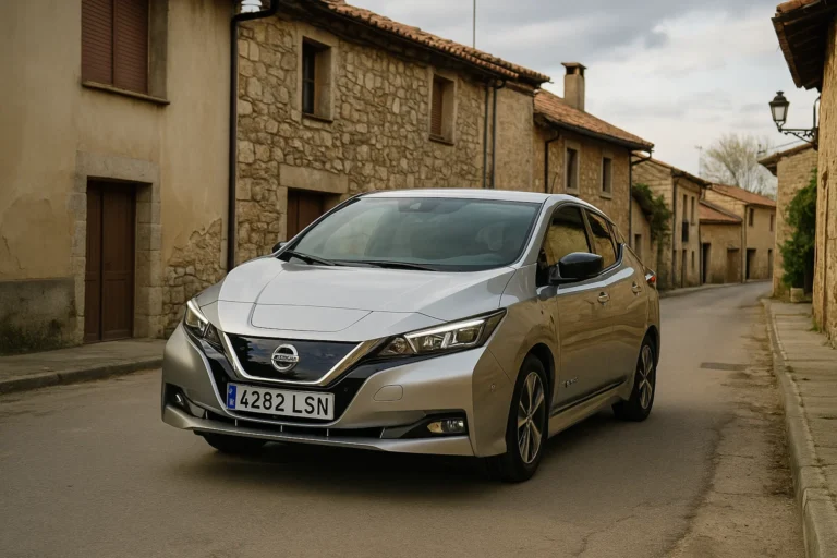 Nissan Leaf circulando por un pueblo español