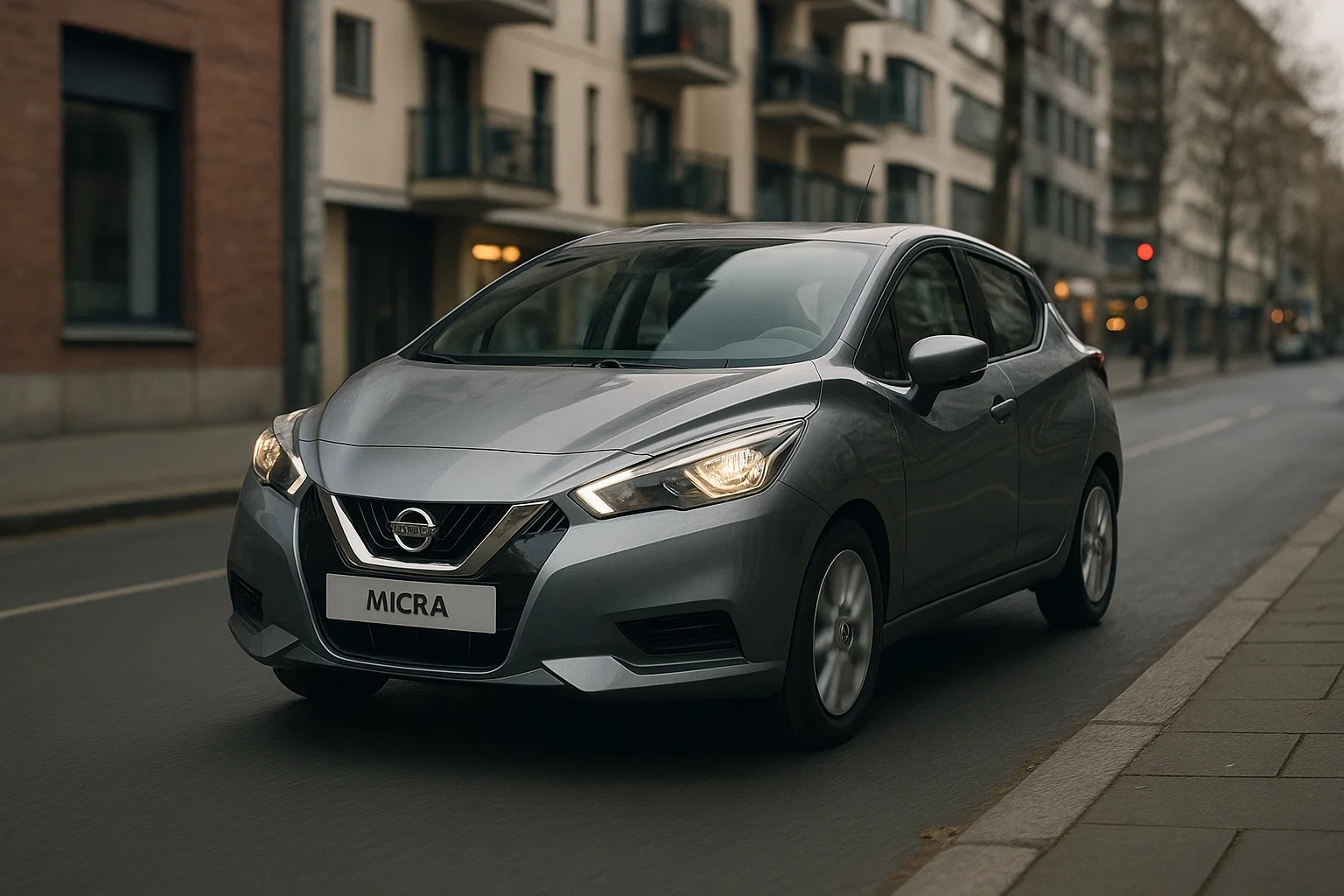 Nissan Micra circulando por un entorno urbano