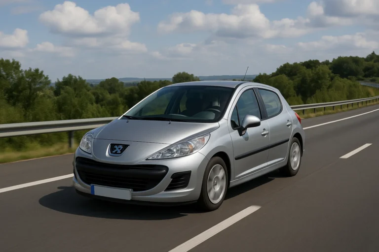 Peugeot 207 circulando por una autovía en España