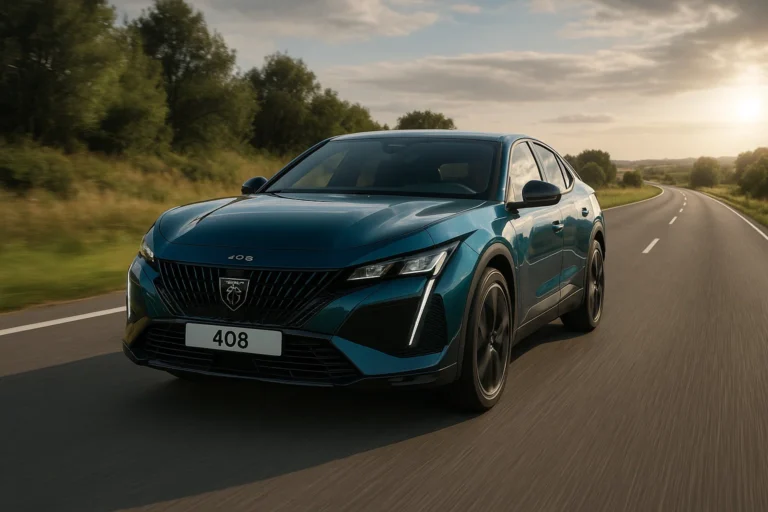 Peugeot 408 circulando por una carretera secundaria