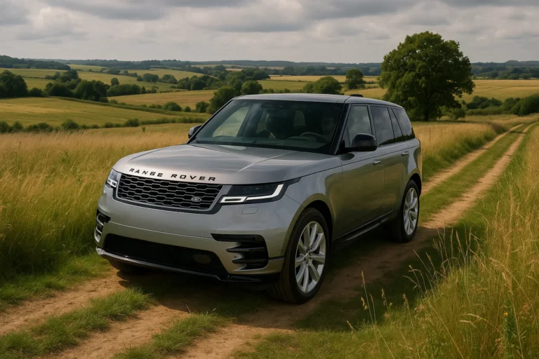 Range Rover circulando por el campo