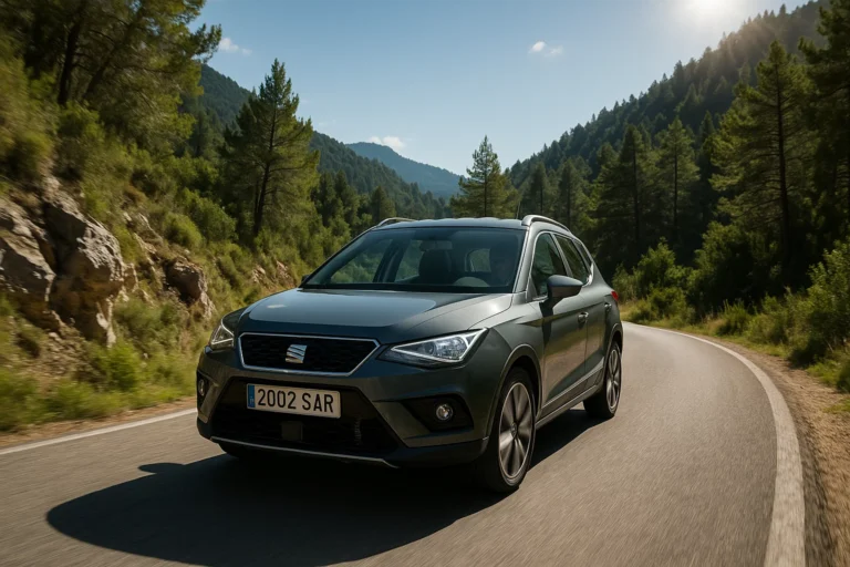 Seat Arona circulando por una carretera secundaria de montaña