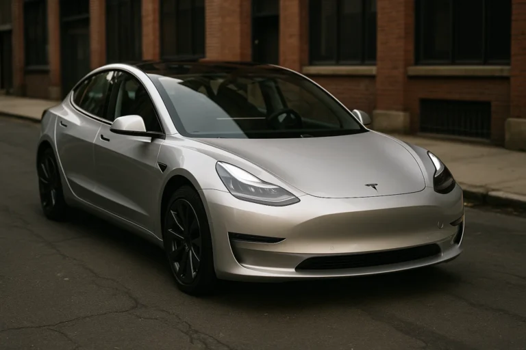 Tesla Model 3 circulando por ciudad