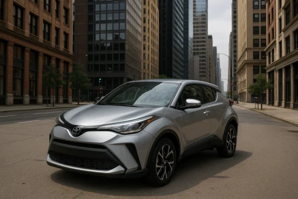 El mejor seguro para tu Toyota C-HR: comparativa, precios y todos los consejos Toyota CHR en medio de una ciudad