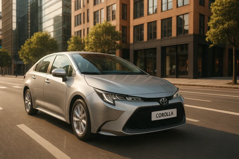 Toyota Corolla en medio de una ciudad