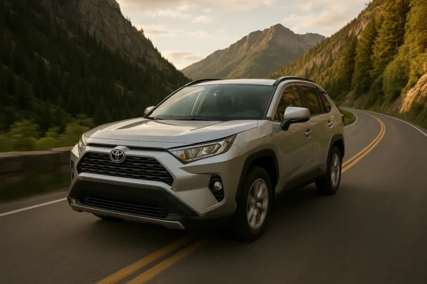 Guía completa sobre el mejor seguro para Toyota RAV4: claves y comparativas Toyota RAV4 circulando por una carretera de montaña