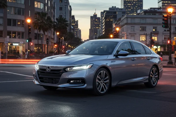 Honda Accord circulando por ciudad de noche