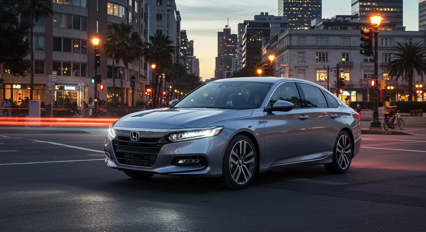 Honda Accord circulando por ciudad de noche
