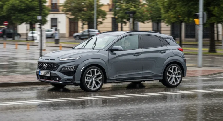 Hyundai Kona circulando por ciudad