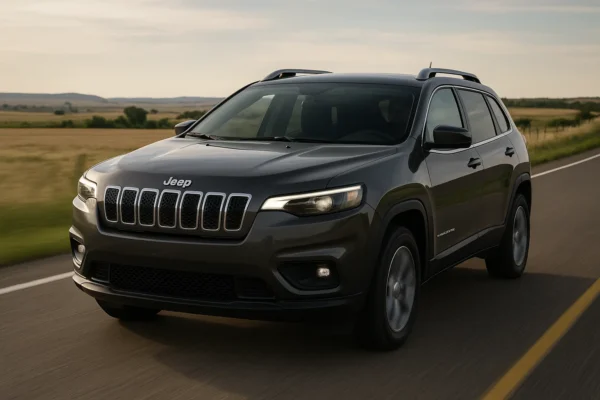 Cómo elegir el mejor seguro para tu Jeep Cherokee Jeep Cherokee circulando por una carretera secundaria