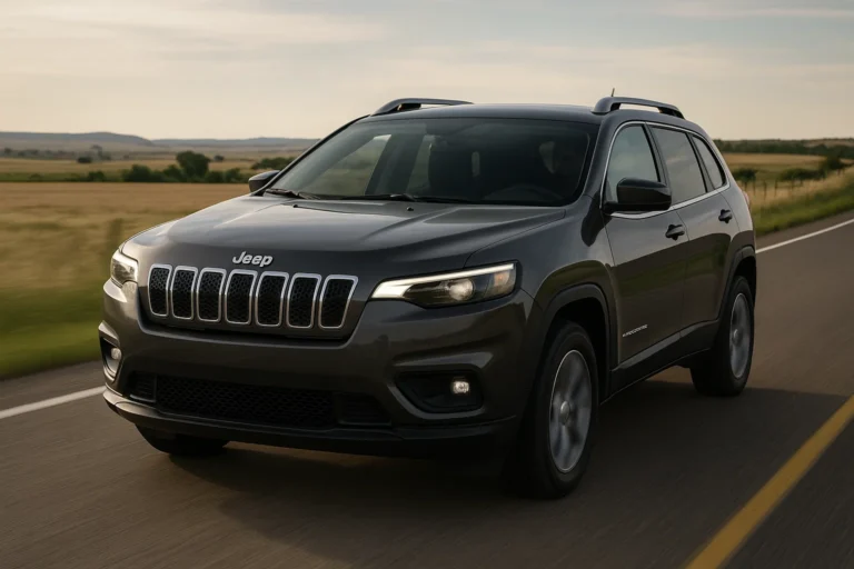 Jeep Cherokee circulando por una carretera secundaria