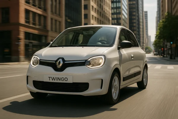 Guía definitiva para elegir el mejor seguro de coche Renault Twingo Renault Twingo circulando por el centro de una ciudad